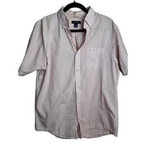Lands End Men's Medium Striped Button Shirt 15 - 15.5 Neck Pin-Stripe Nautical